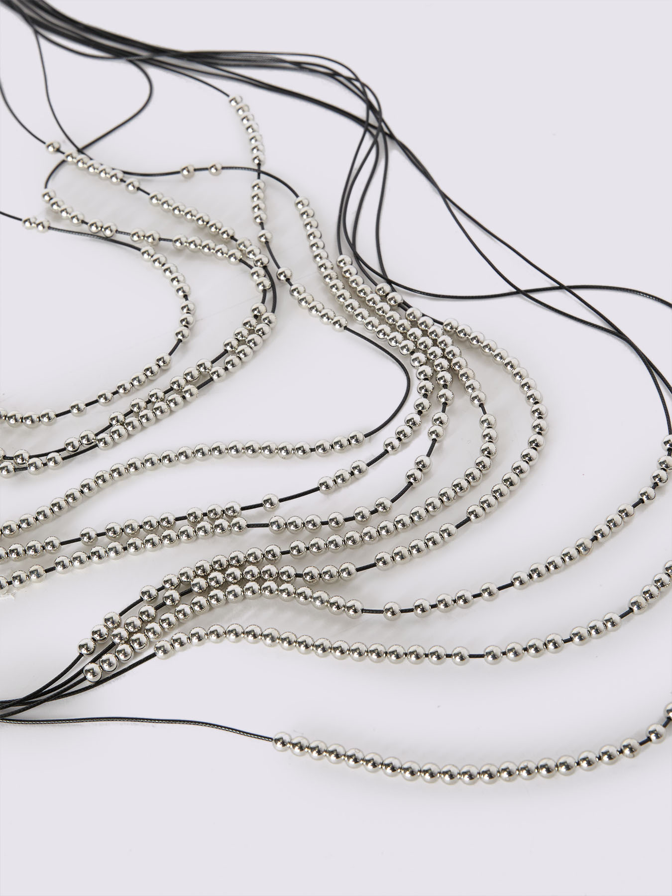 Collana multifilo con sfere argentate image number 2