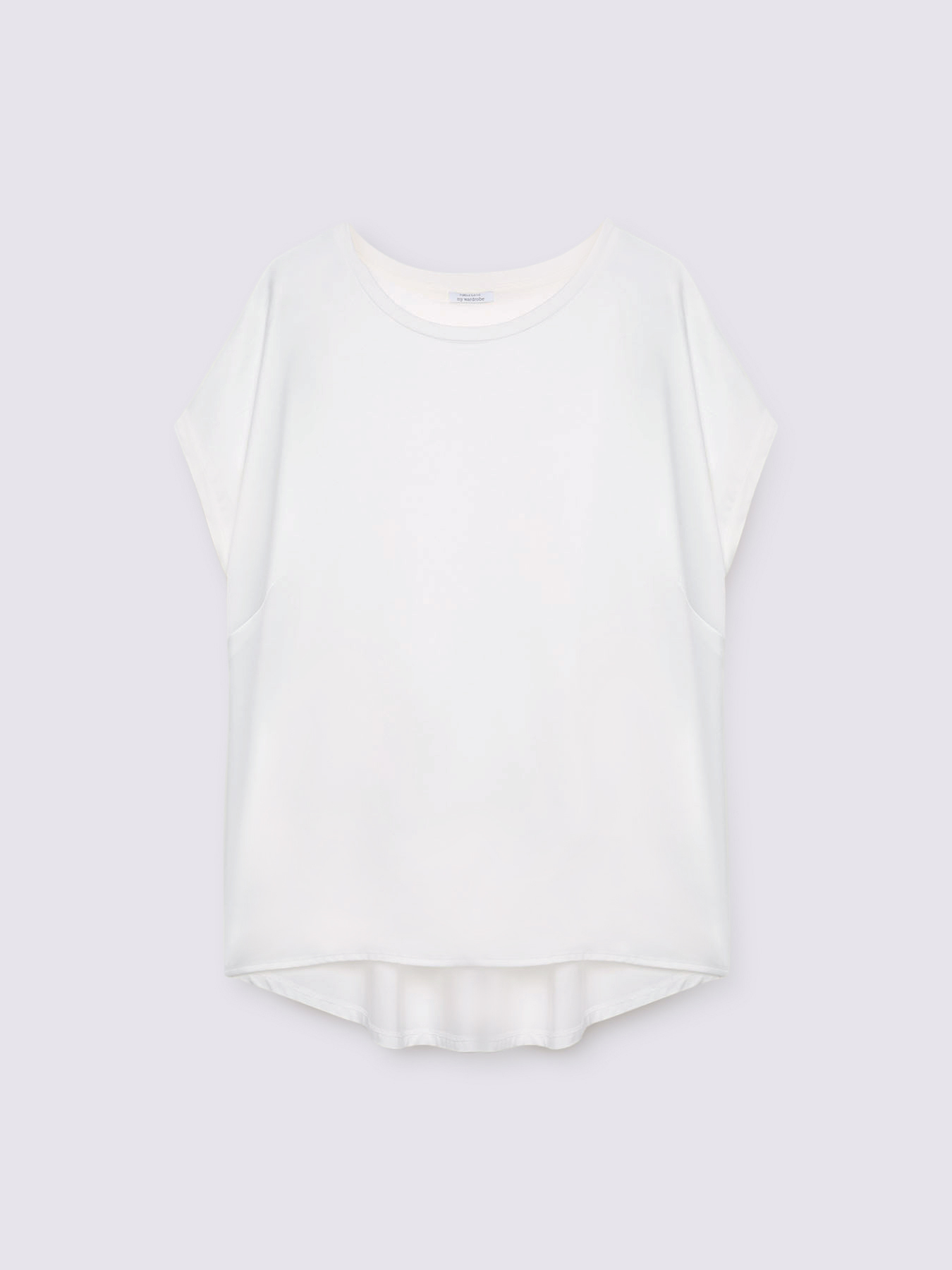 Two-material T-shirt with round neckline image number 4