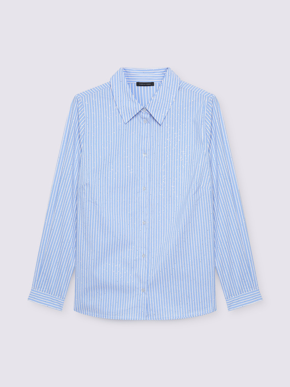 Striped cotton blend shirt with sparkle details