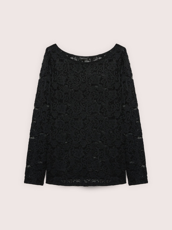Long-sleeved lace t-shirt