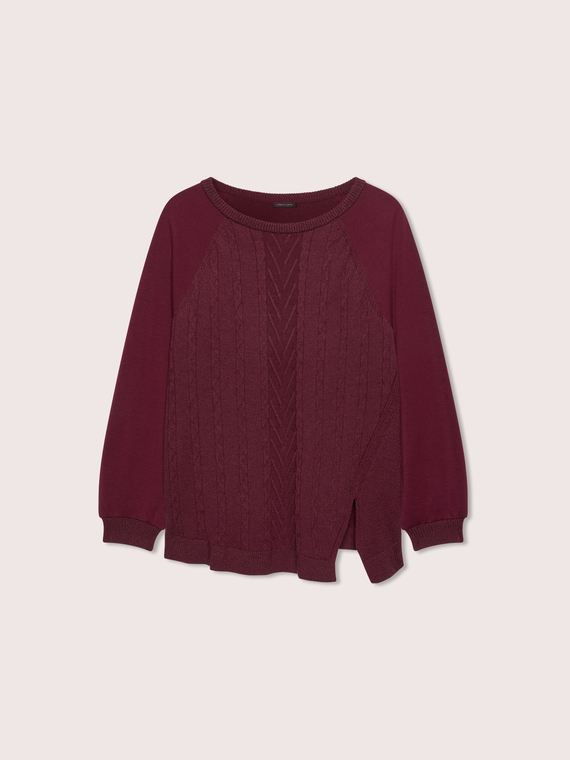 Crew-neck sweater with cable knit
