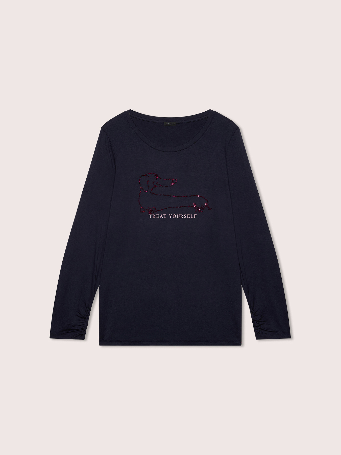 T-shirt with sequin dachshund and lettering image number 4