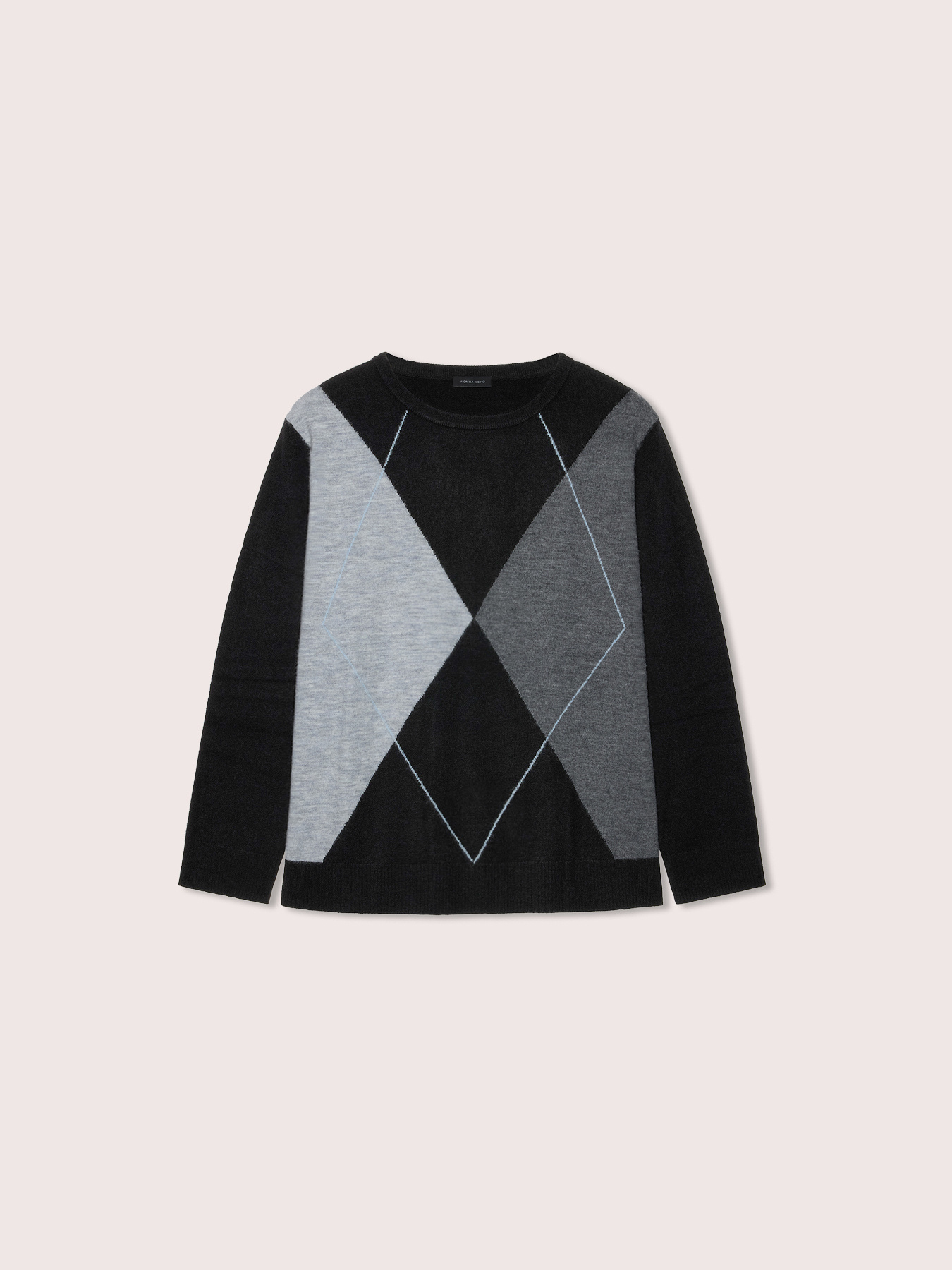 Crew-neck sweater with argyle pattern image number 4
