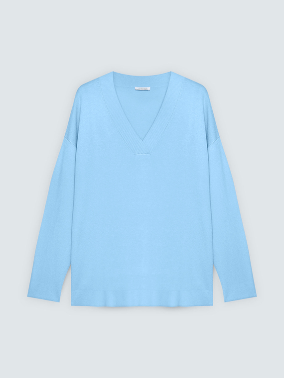 Pull col V en m&eacute;lange viscose