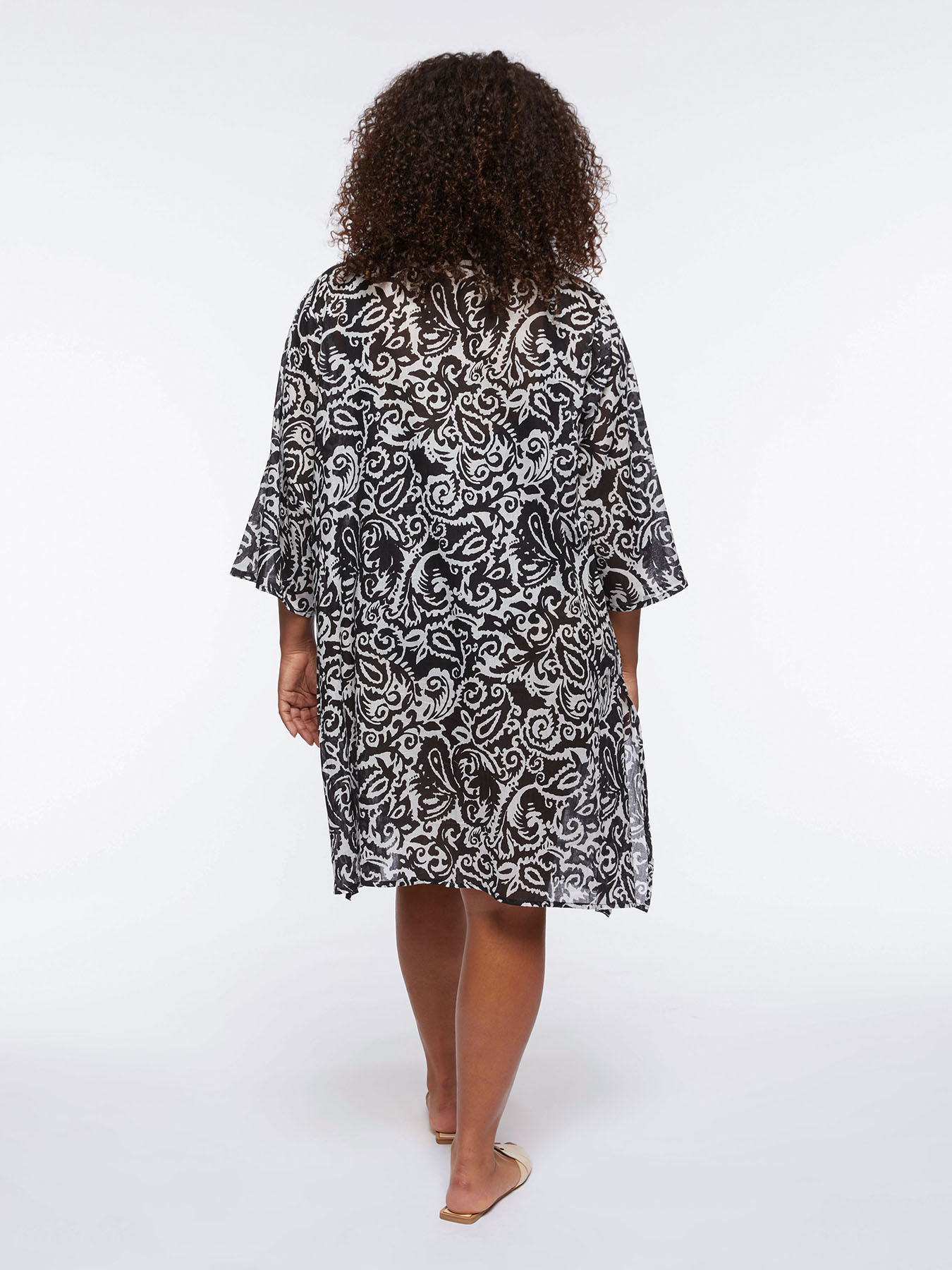 Caftano in voile di cotone stampato image number 1