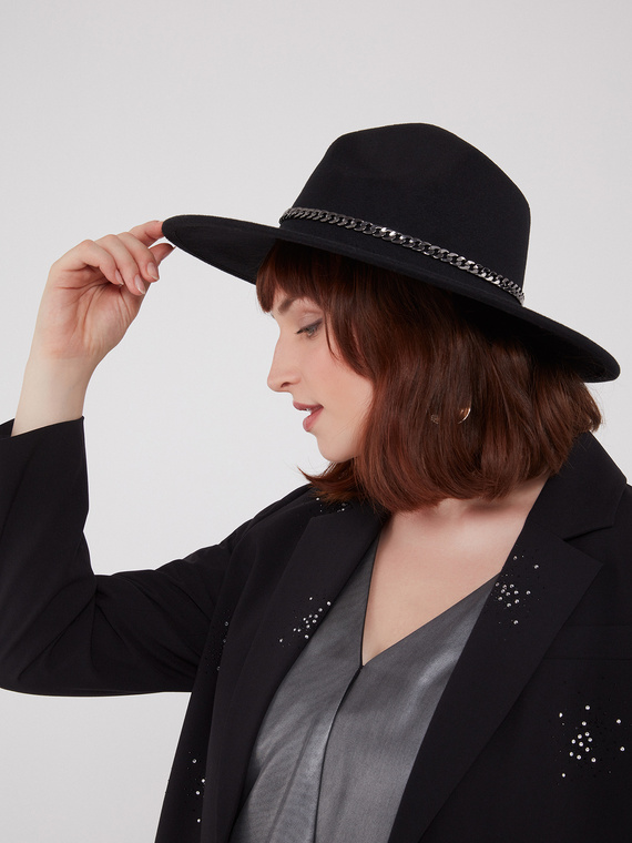 Fiorella Rubino - Cappello a tesa larga Donna, Nero Taglia: 02