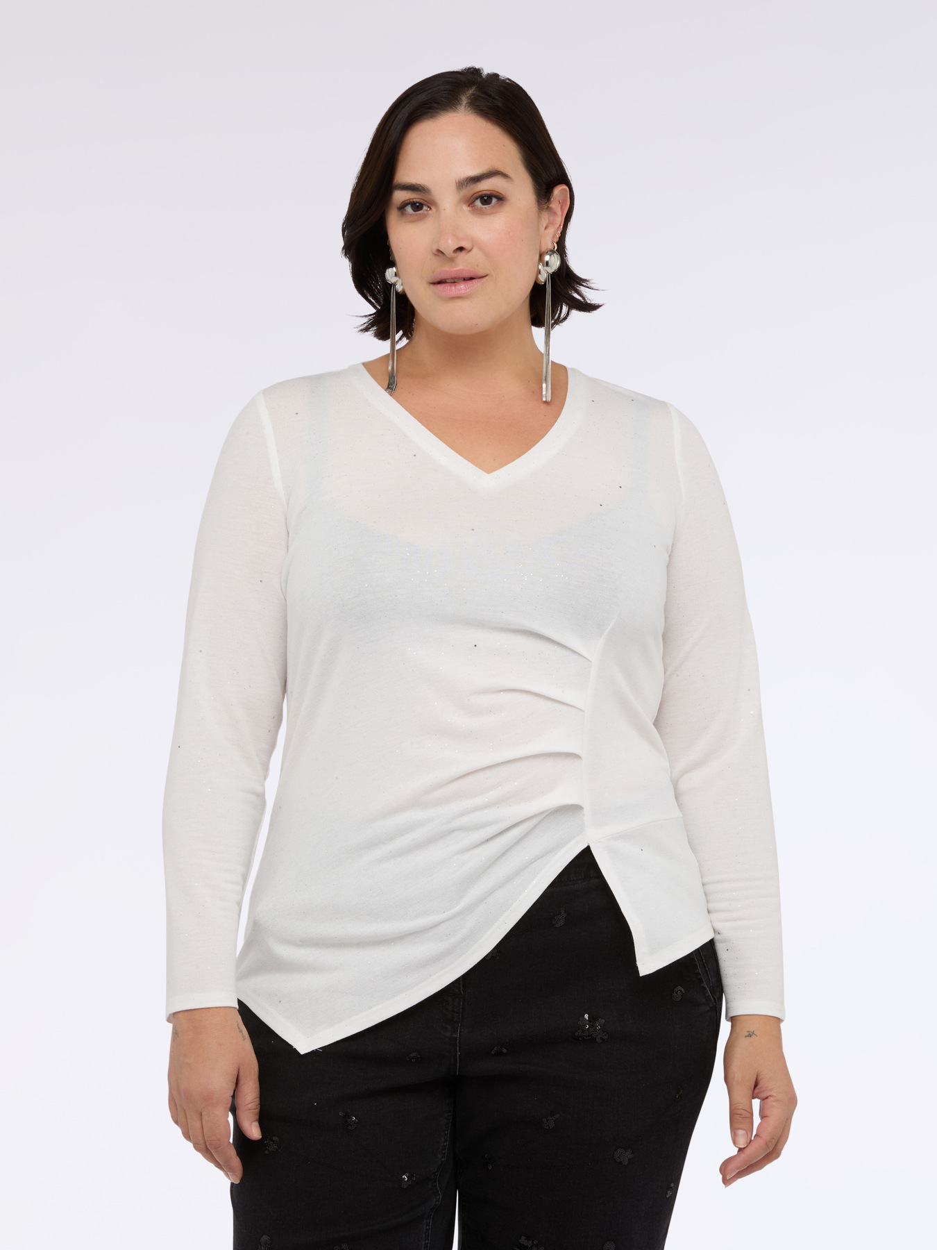 Glitter t-shirt with side draping image number 3