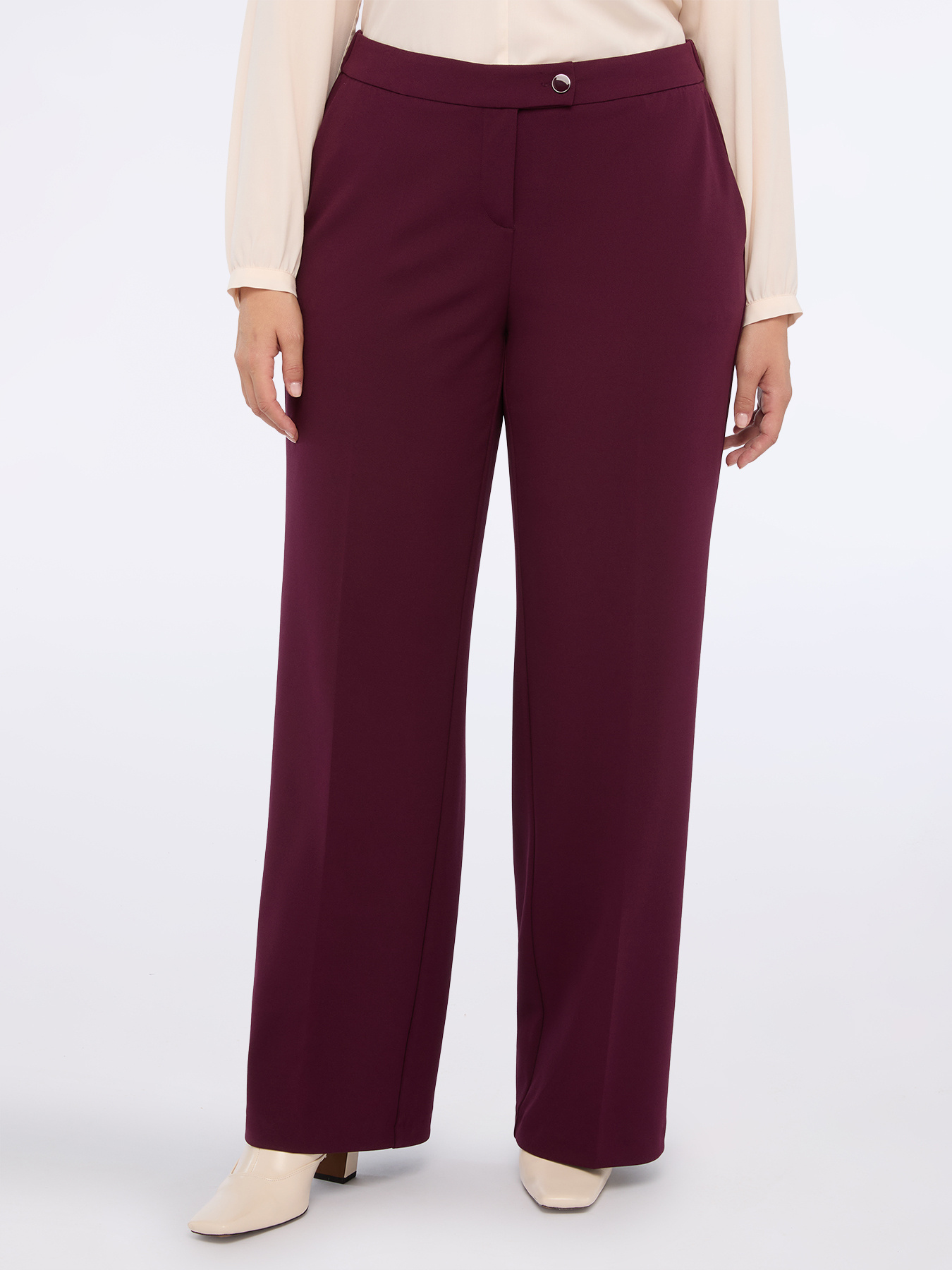 Wide leg pants in stretch fabric image number 4