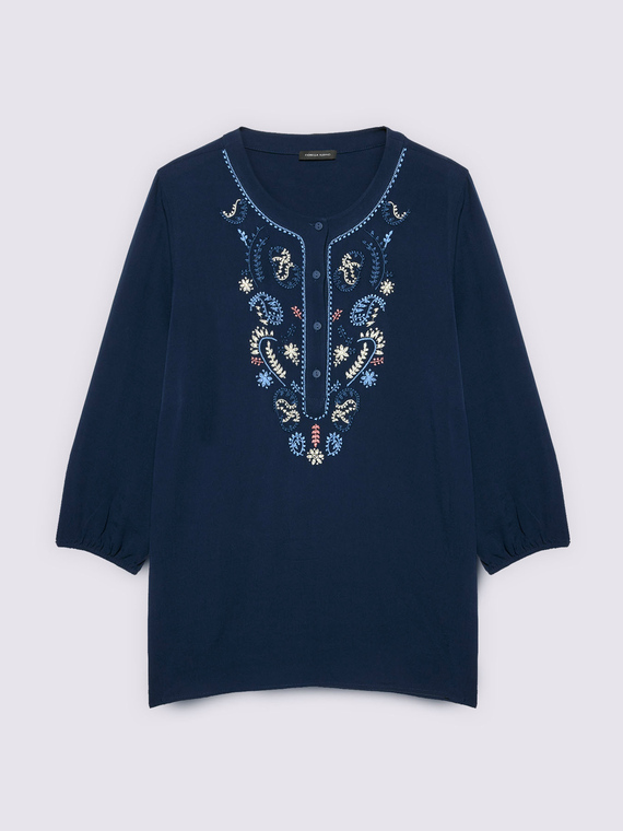 Blusa con ricamo paisley in viscosa