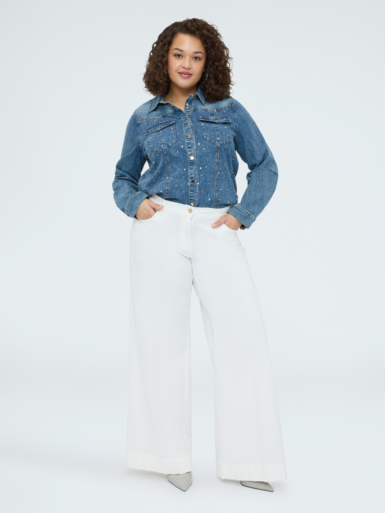 Denim shirt with light spots image number 2