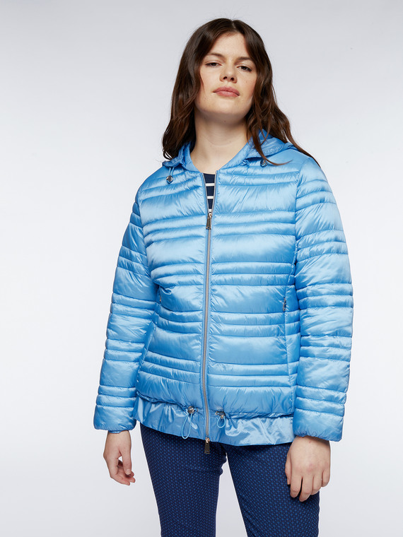 Down jacket with drawstring
