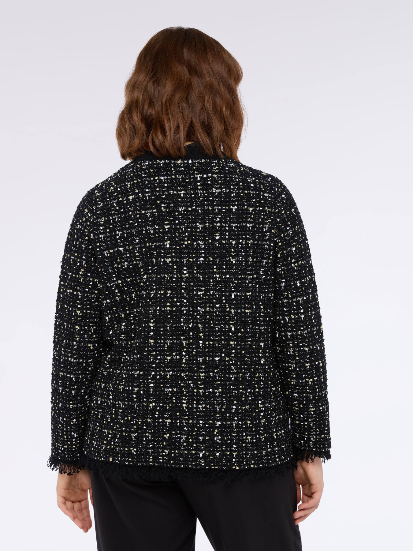 Boucl&eacute; effect cardigan with fringes image number 1