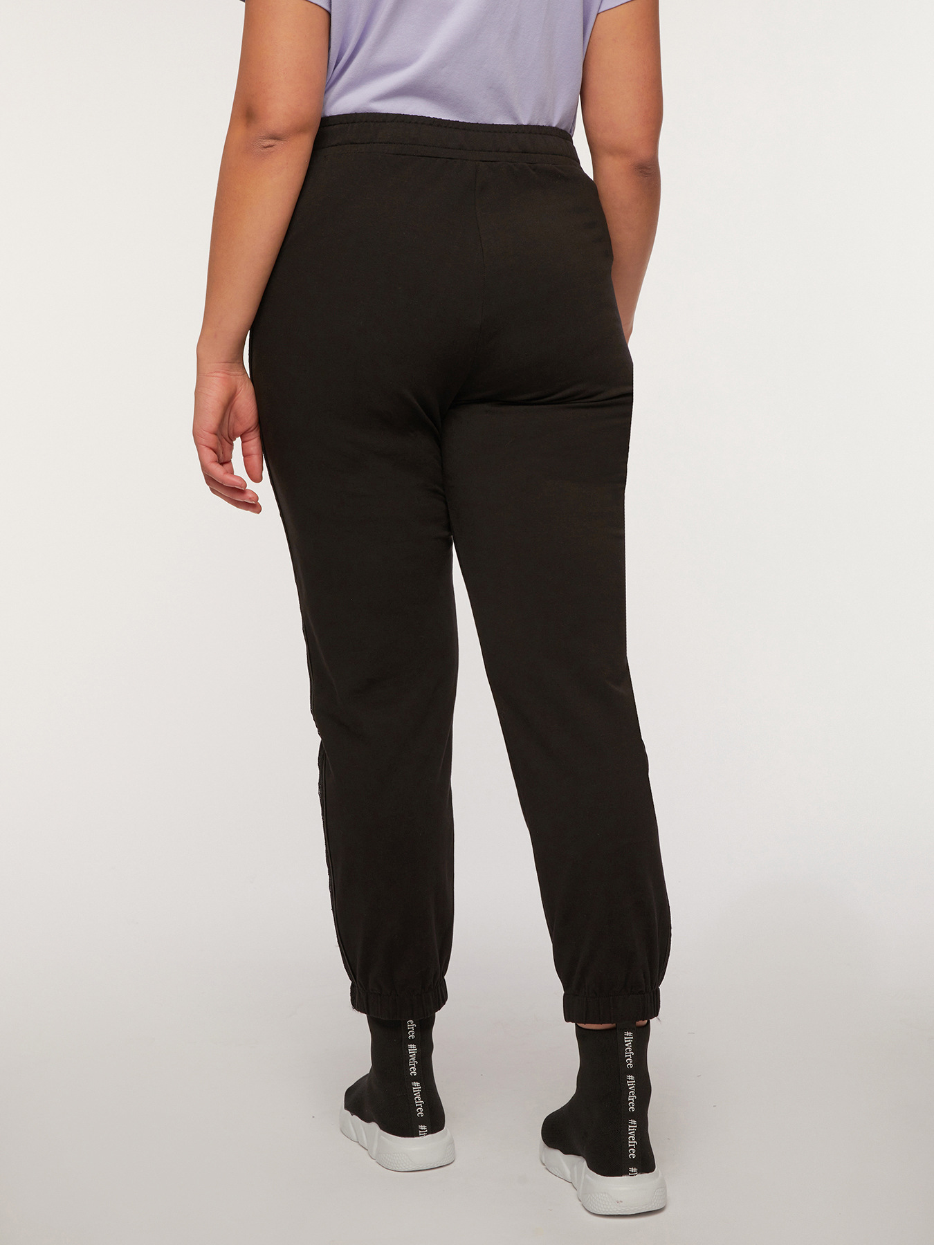 Joggers with lace trims image number 1