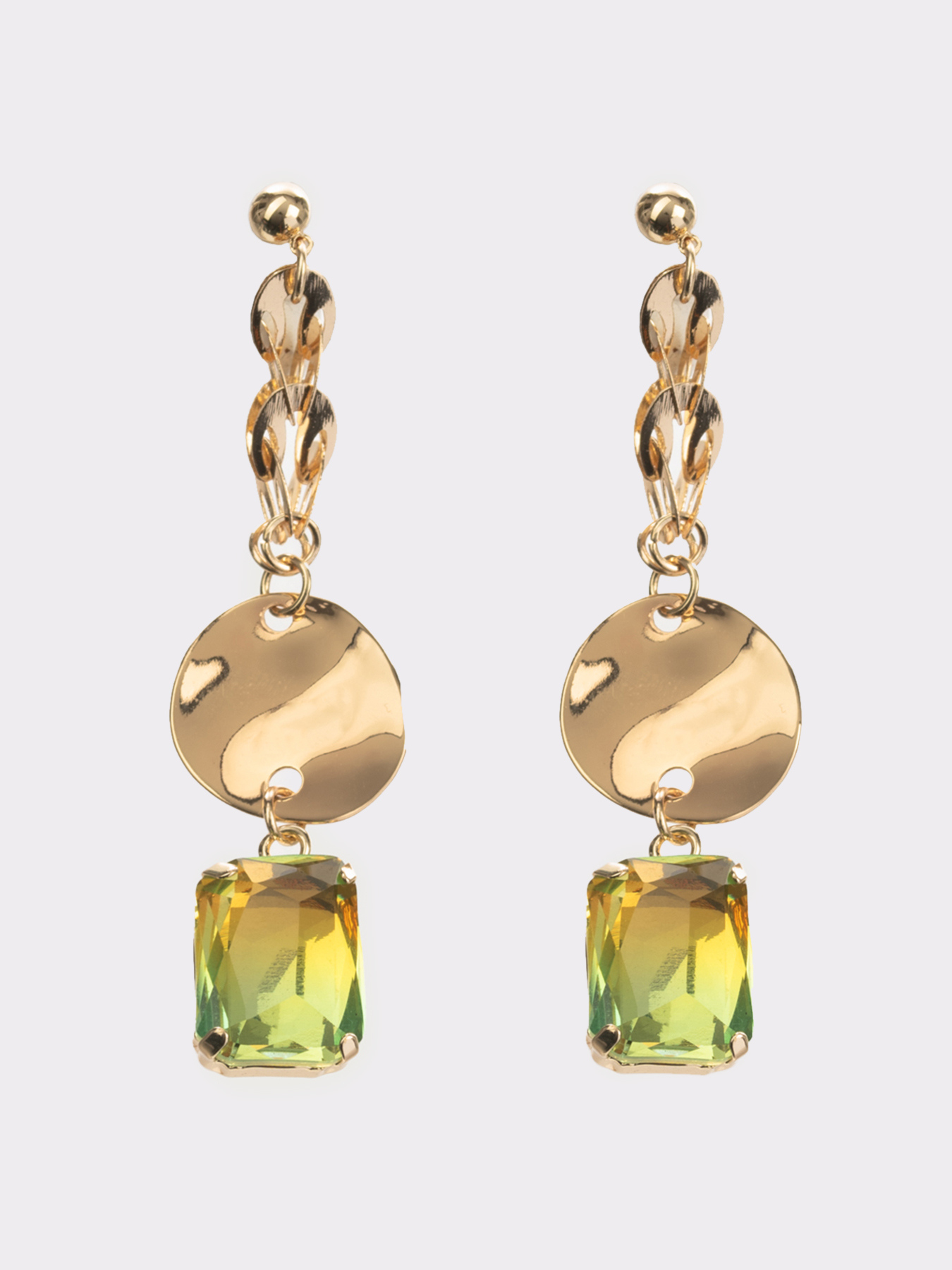 Earrings with discs and gemstones image number 0