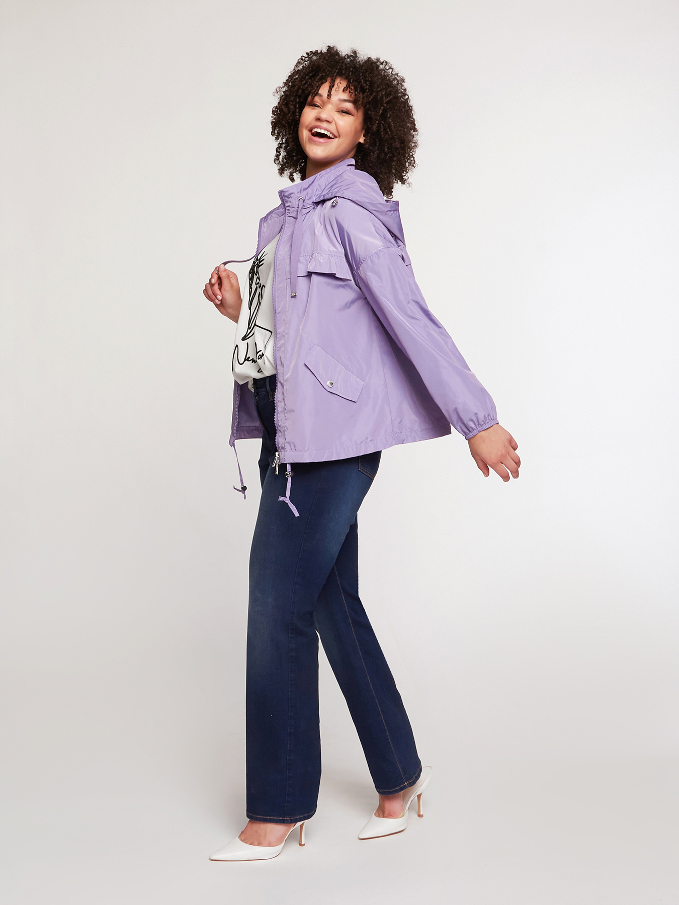 Giubbotto con cappuccio e volants image number 0