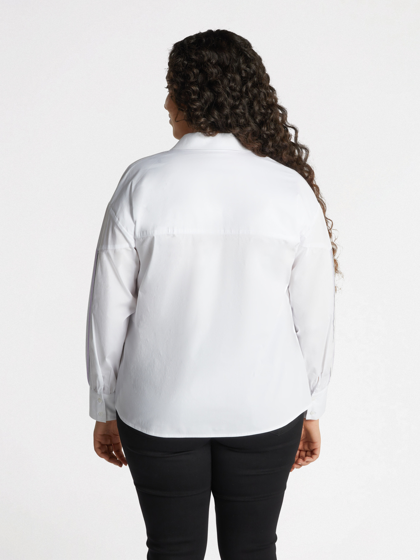 Shirt with striped inserts and rhinestones on the collar image number 2