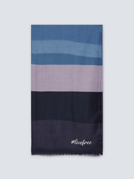 Scarf with jumbo stripes and logo