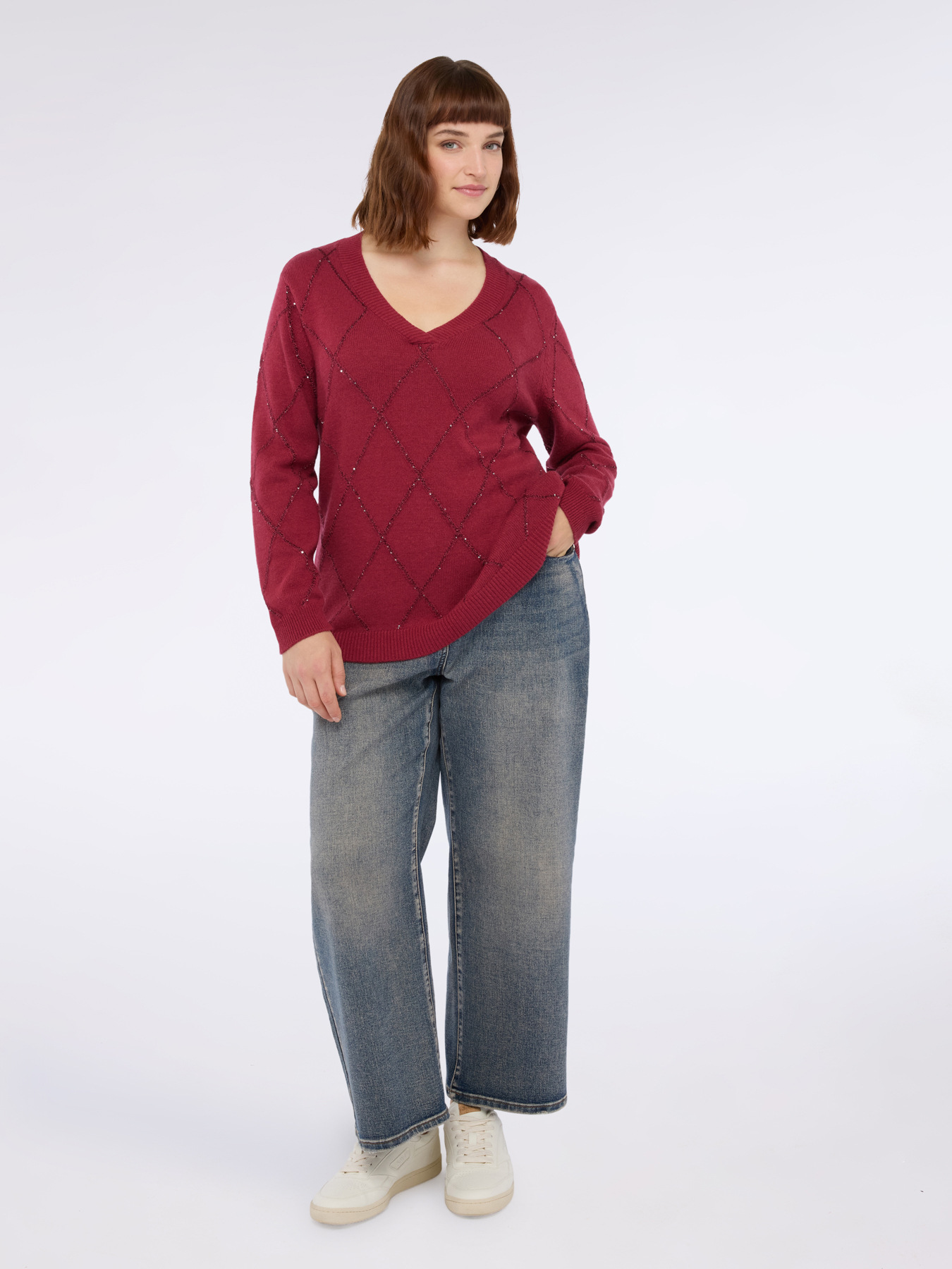 Pullover mit leuchtendem Rautenmuster image number 2