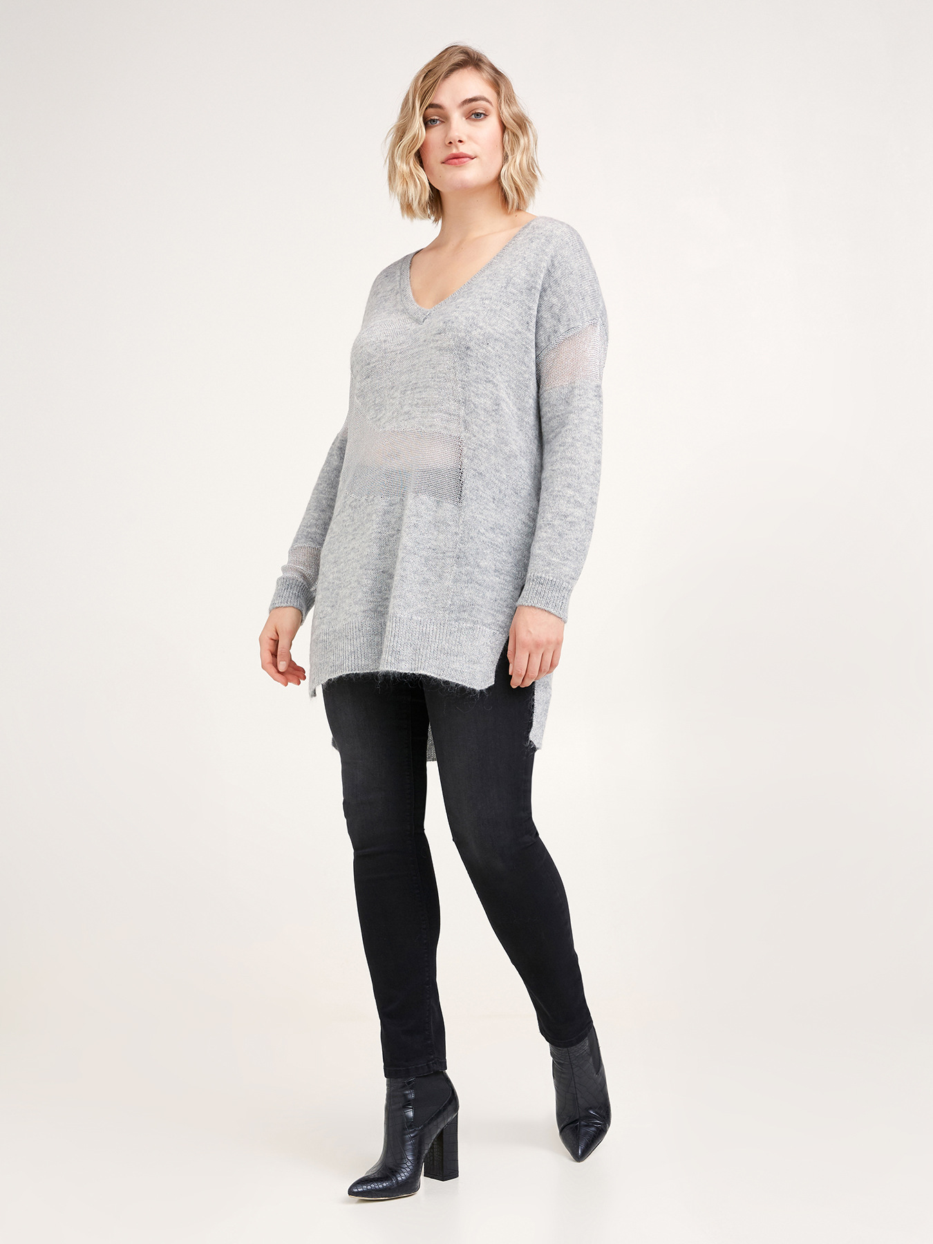 Maglia lunga in mix di filati image number 2