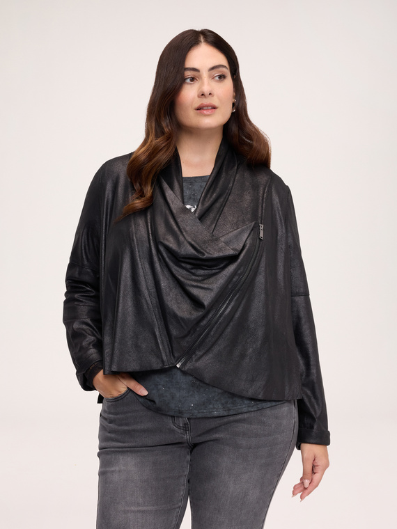 Giacca soft touch con collo a scialle