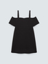 Short off-shoulder dress in Milano stitch image number 4