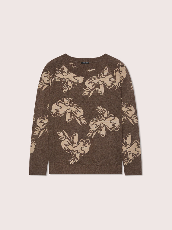 Maglia girocollo con stampa jacquard