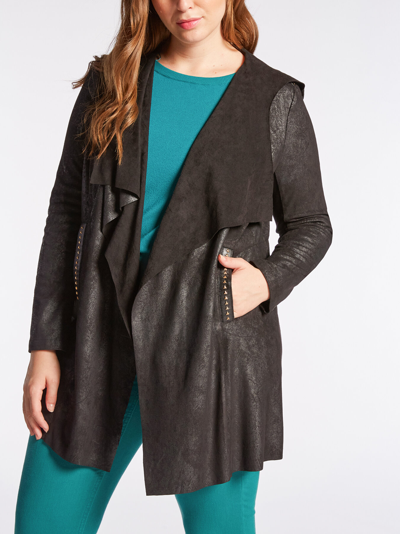 Giacca aperta in similpelle laminata image number 2