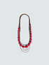 Necklace with red beads and cords image number 1