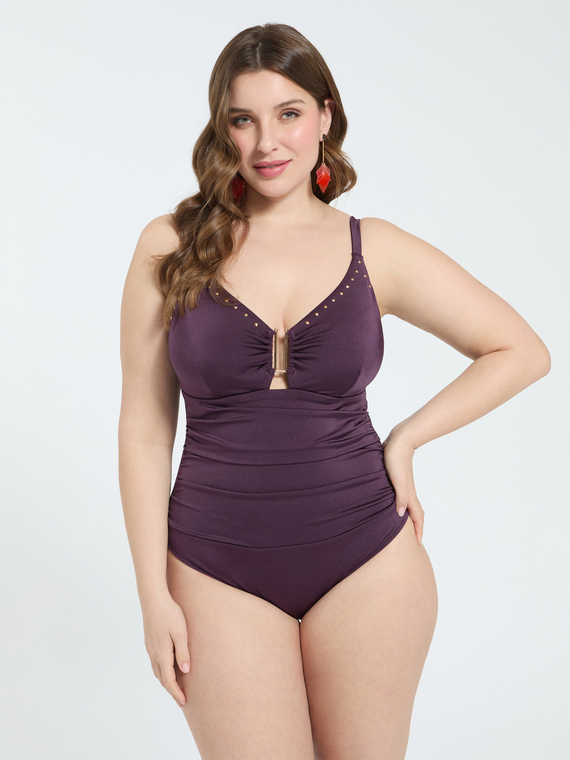 One-piece swimsuit with studs and cut out detail
