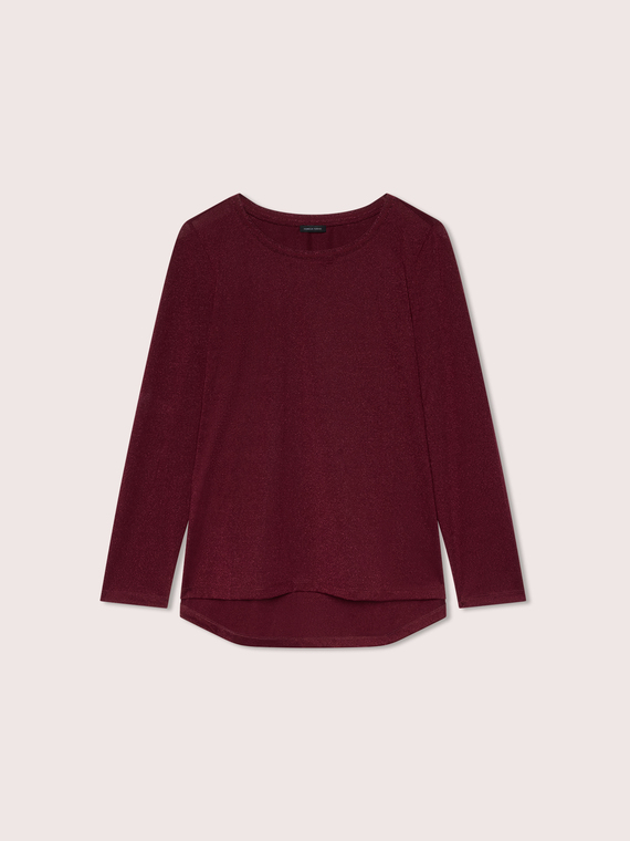 Laminated jersey long-sleeve t-shirt