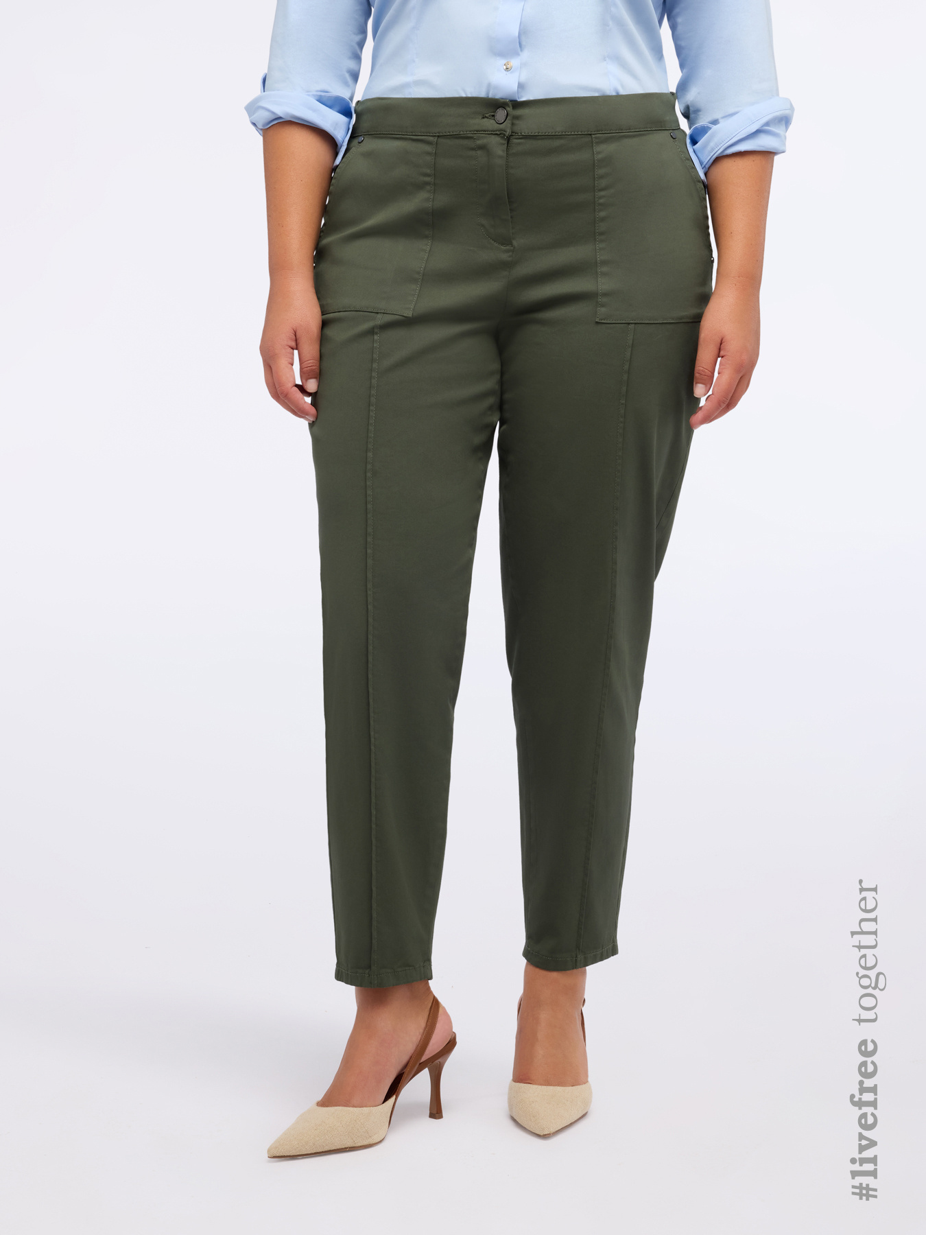 Pantalon coupe carotte en m&eacute;lange de coton image number 0