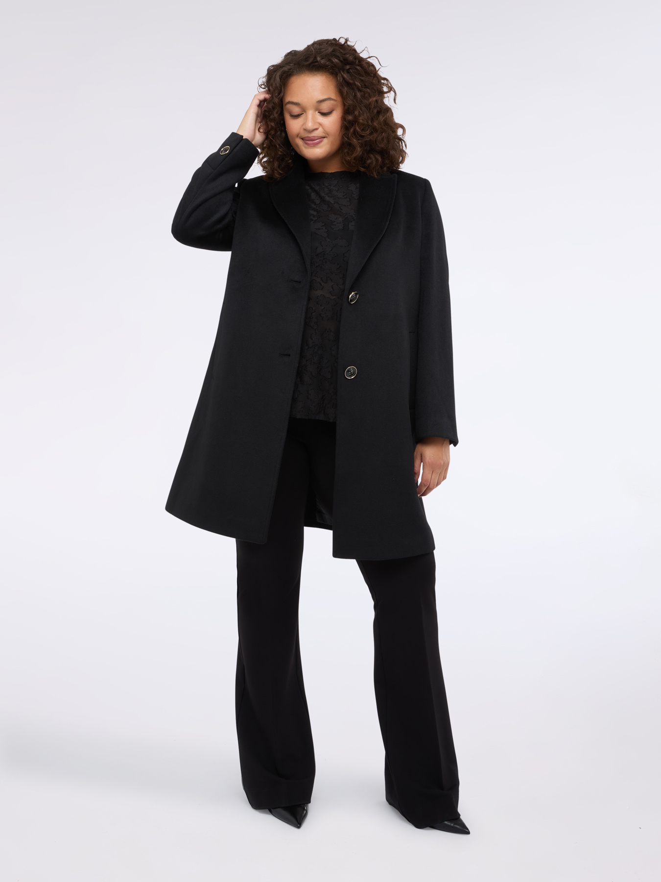 Long wool blend coat with buttons image number 0