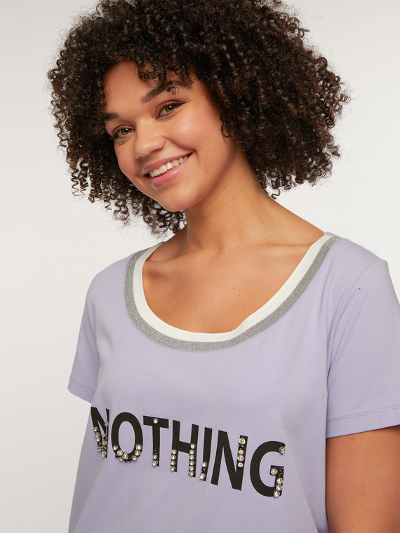 Fiorella Rubino T-shirt con scritta e righe lurex Donna