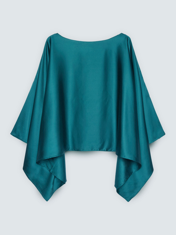 Asymmetric design satin shrug