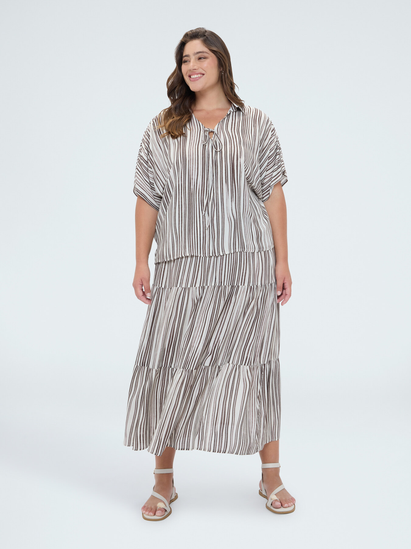Striped viscose blouse image number 3