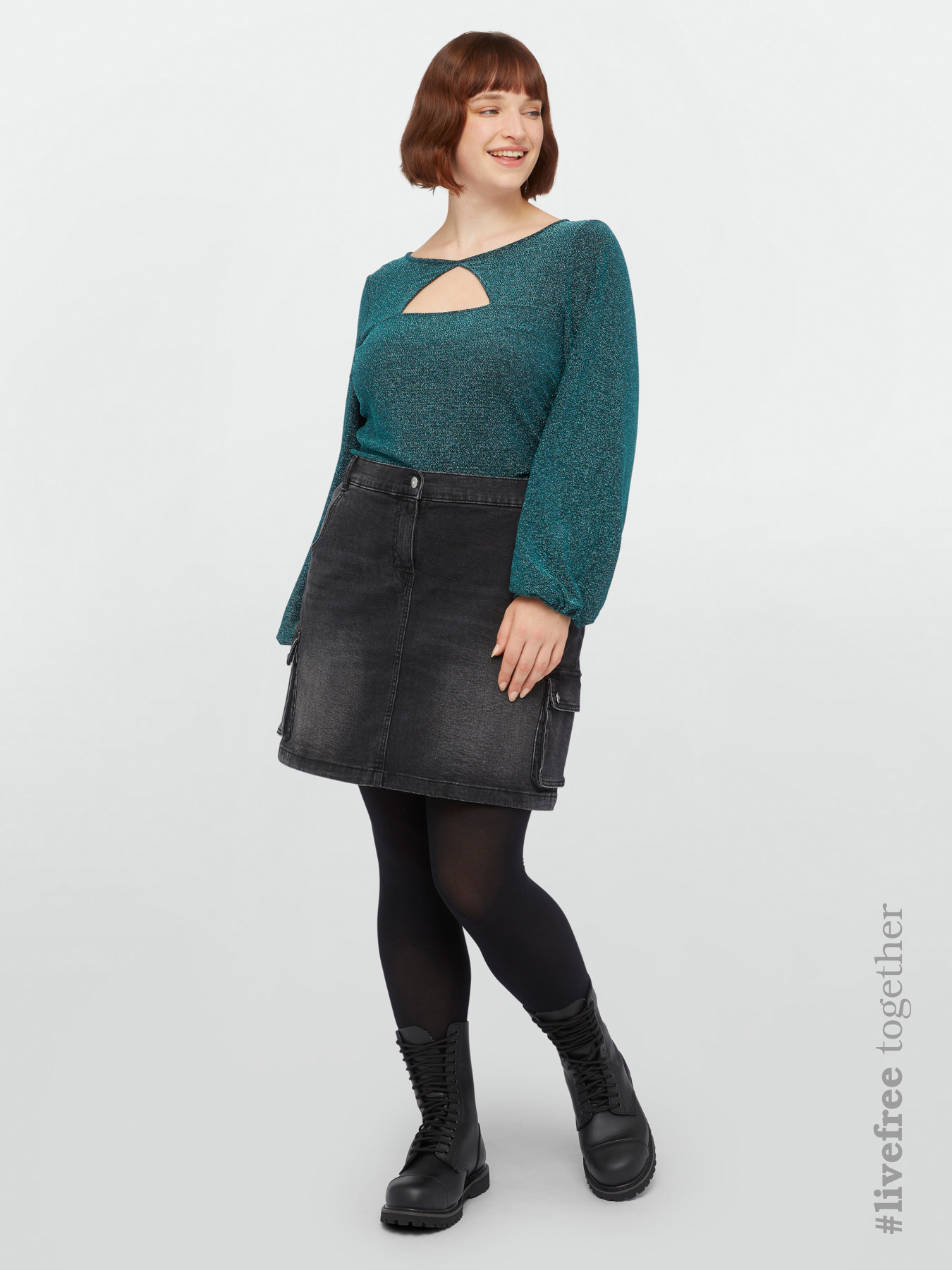 Denim cargo skirt image number 2