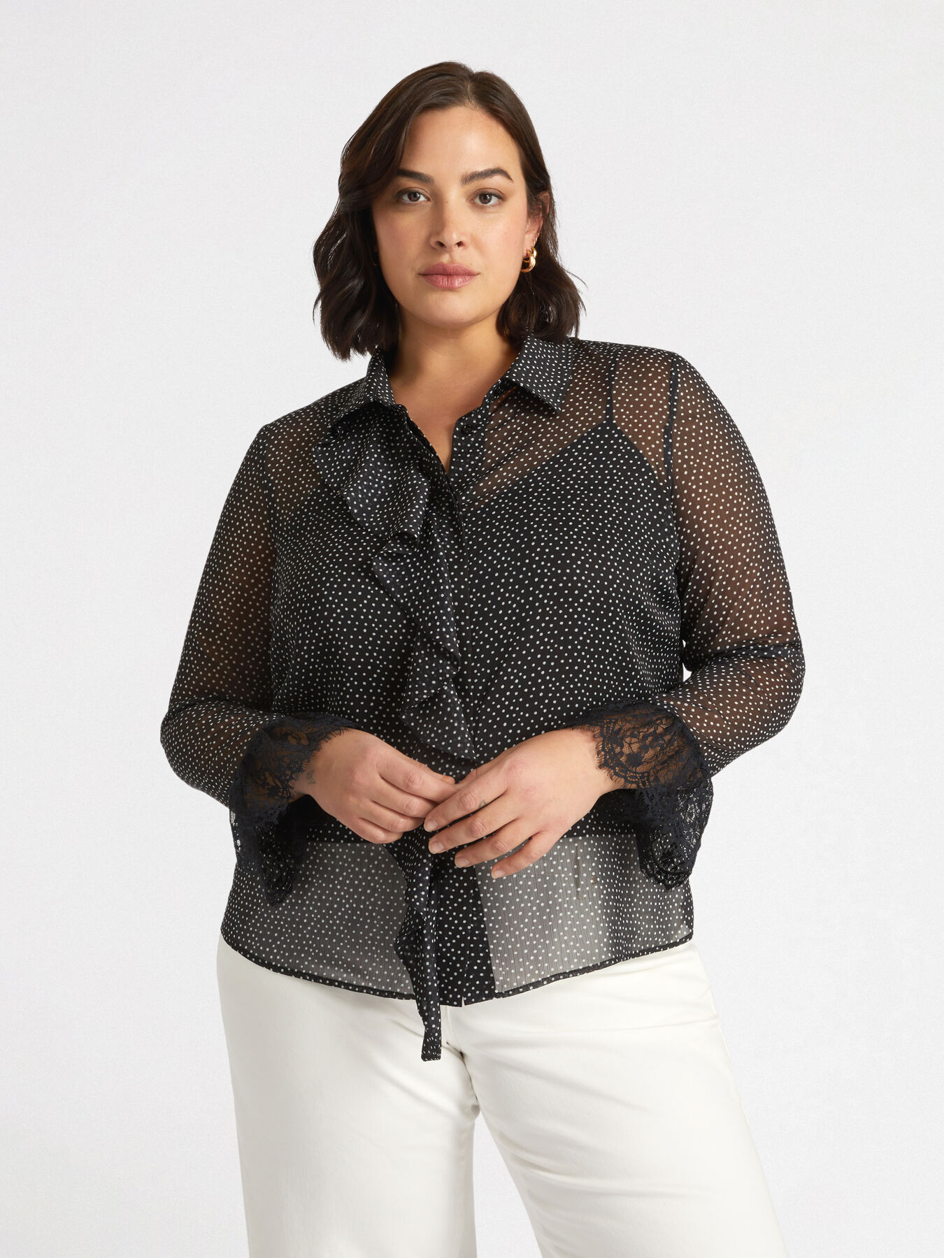 Camicia a pois con volants image number 2