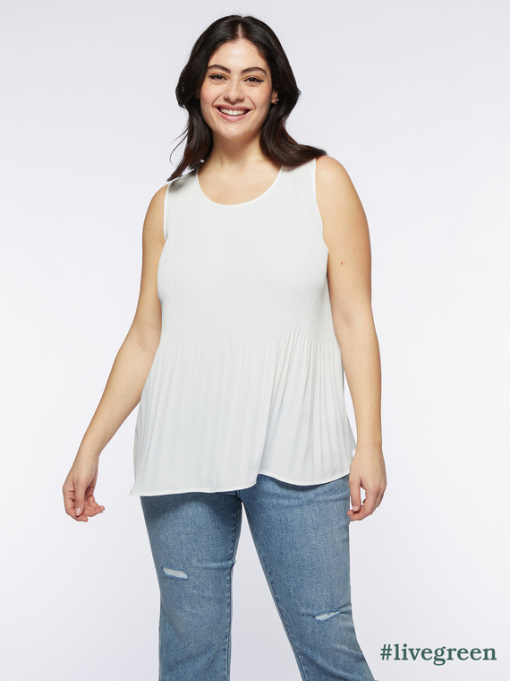 Fiorella Rubino - Top con parte inferiore plissé Donna, Bianco Taglia: 41 (50 IT)