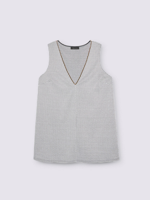 Short A-line dress with deep V-neckline