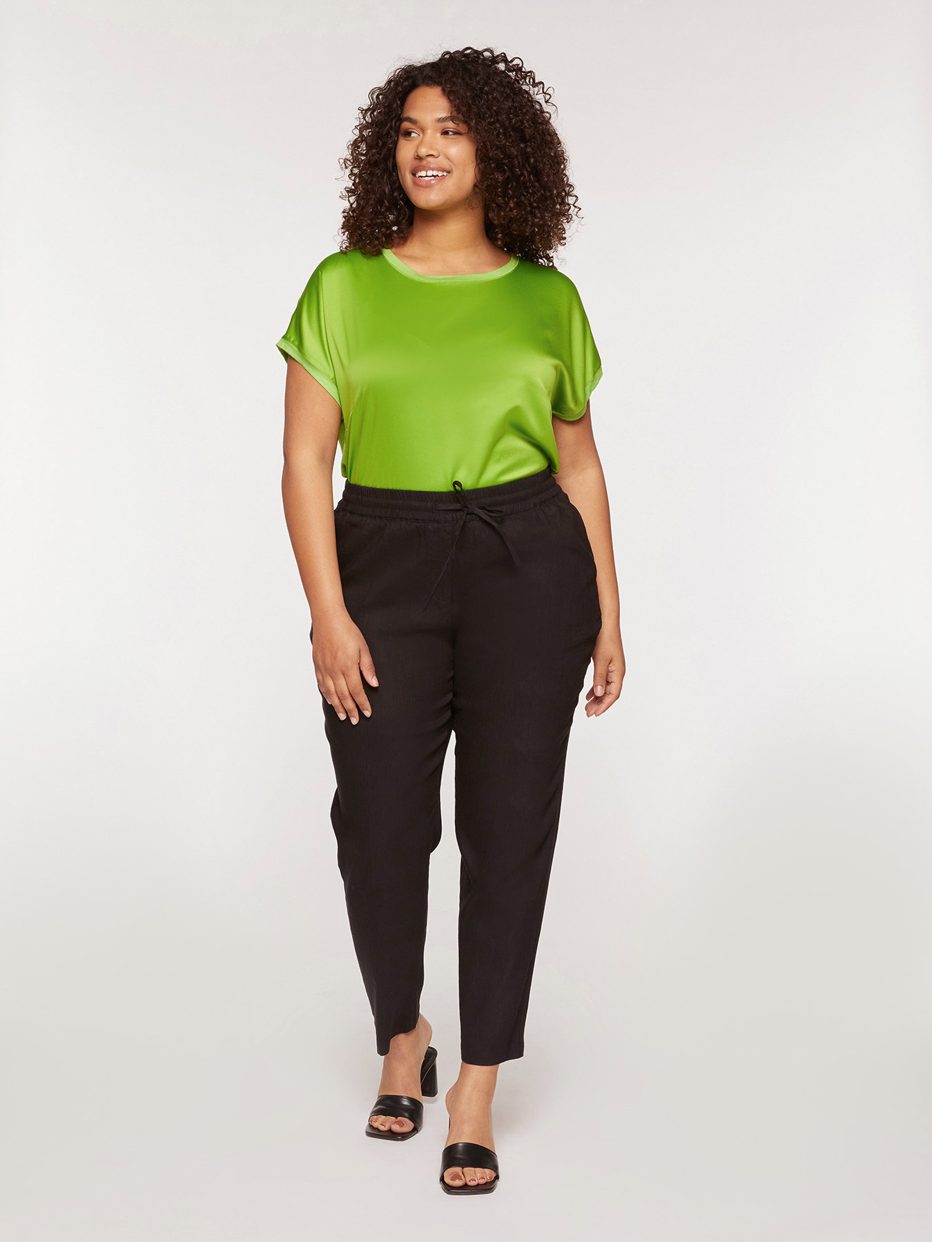 Linen/viscose joggers image number 0