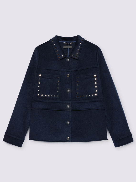 Kurze Jacke aus Wollmischung mit Nieten