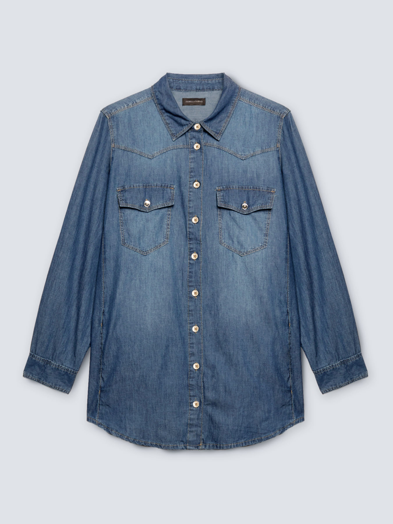 Camicia in chambray mid blue image number 4