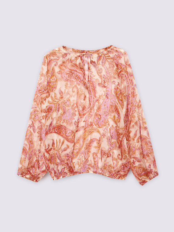 Blusa stampa paisley con laccetti