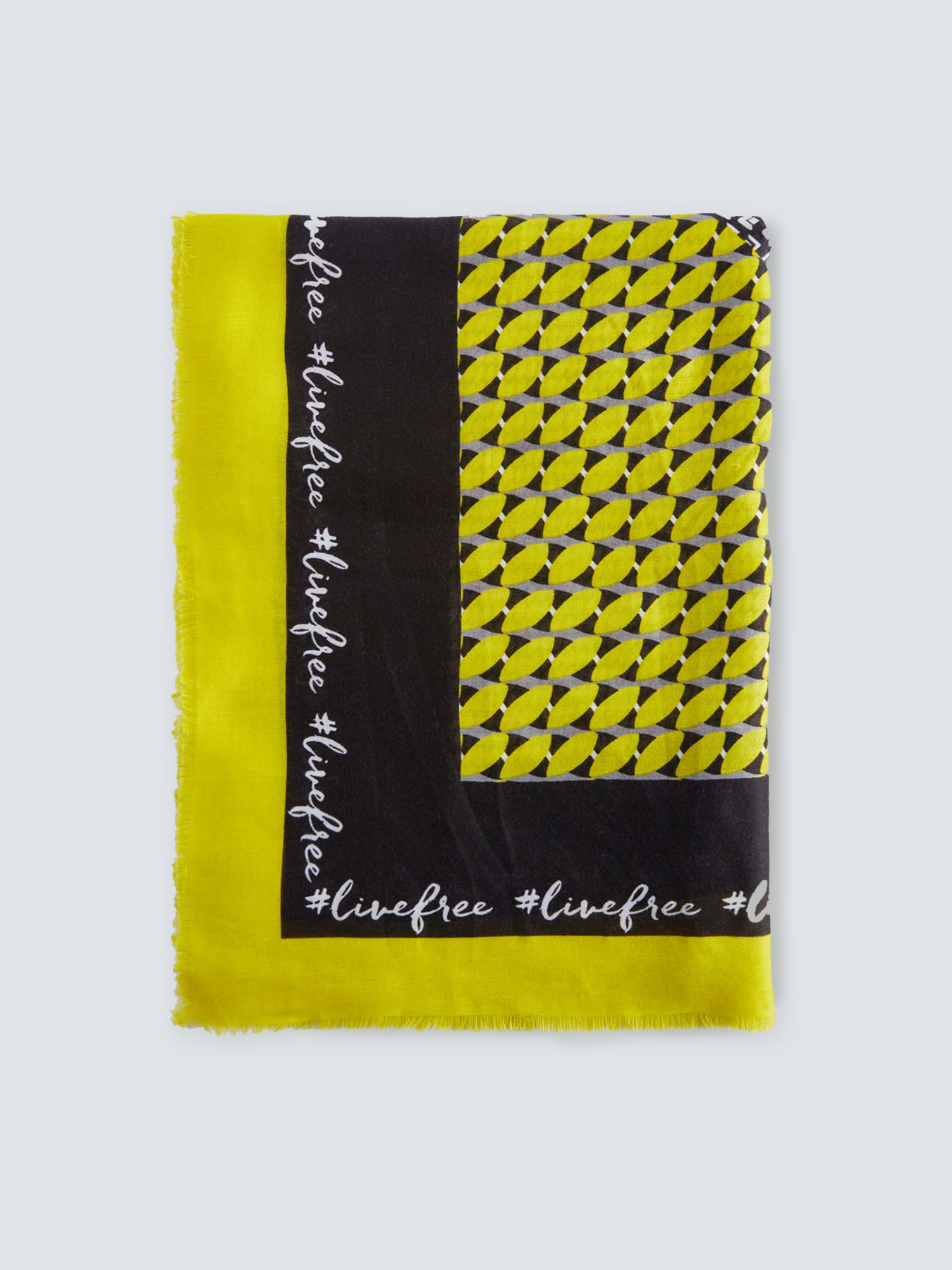 Scarf with geometric print and logos image number 0