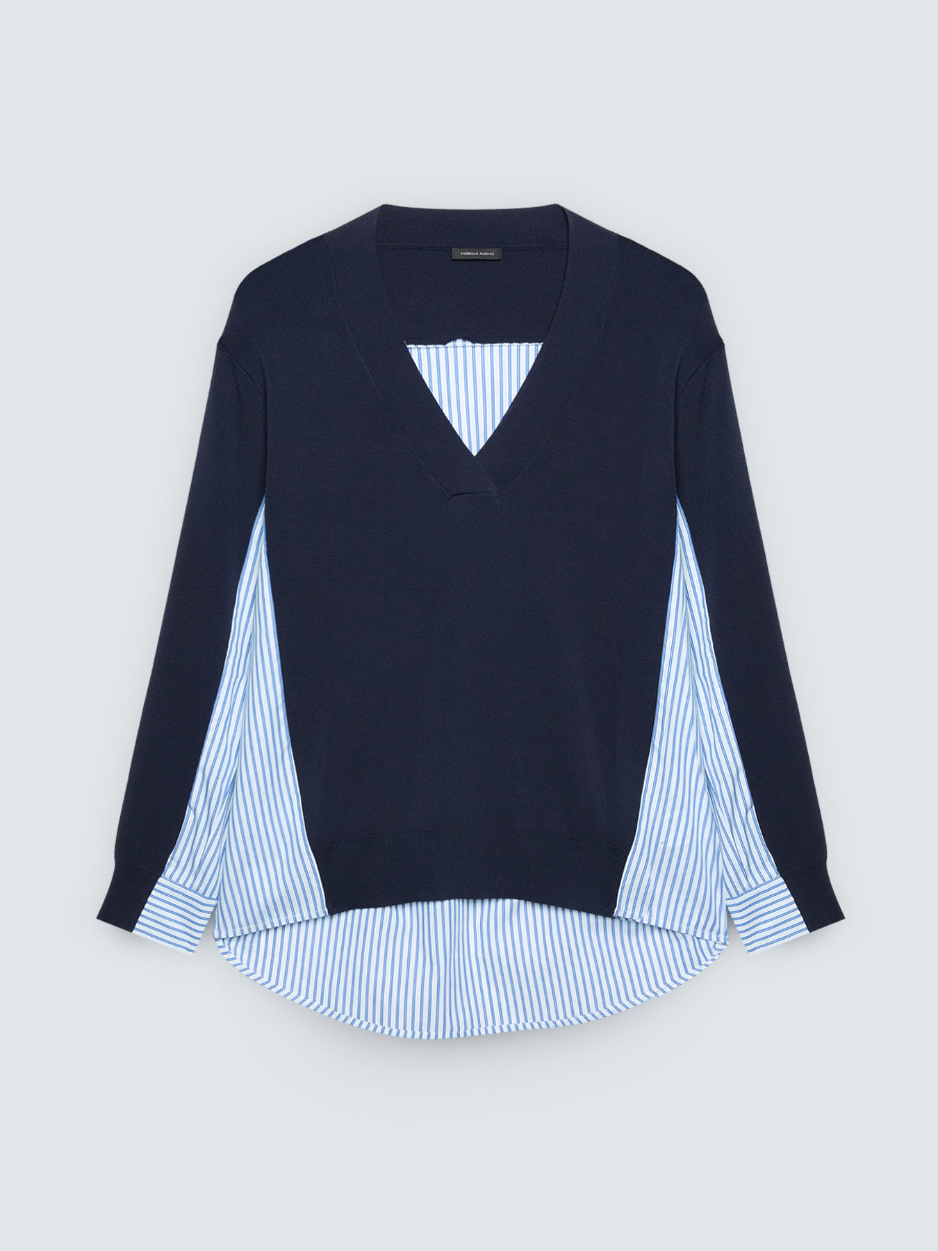 Maglia scollo a V con inserti a righe image number 4