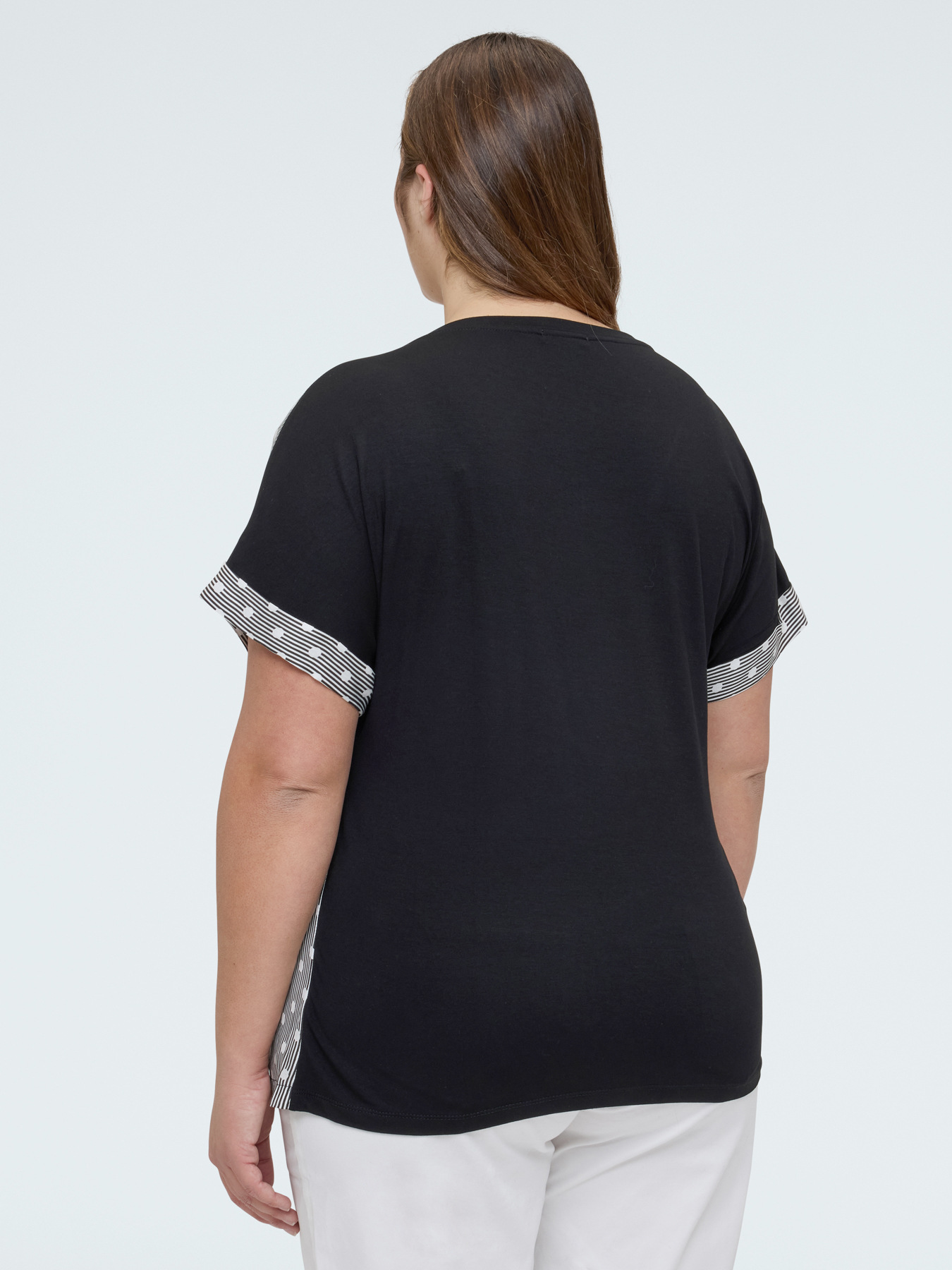 Two-tone striped and polka dot t-shirt image number 1