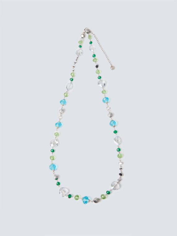 Long necklace with glass pearls