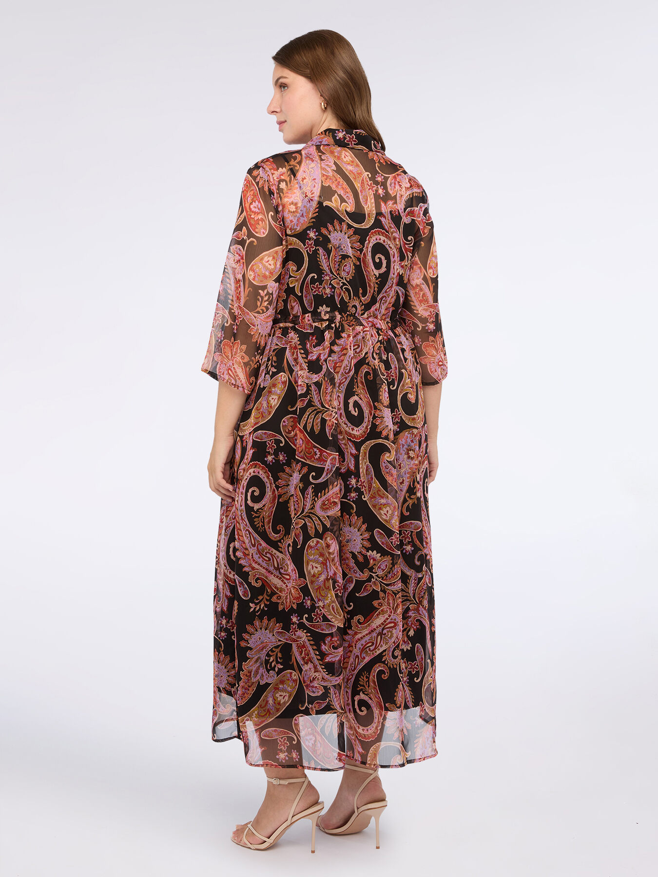 Vestito chemisier lungo con stampa paisley image number 1