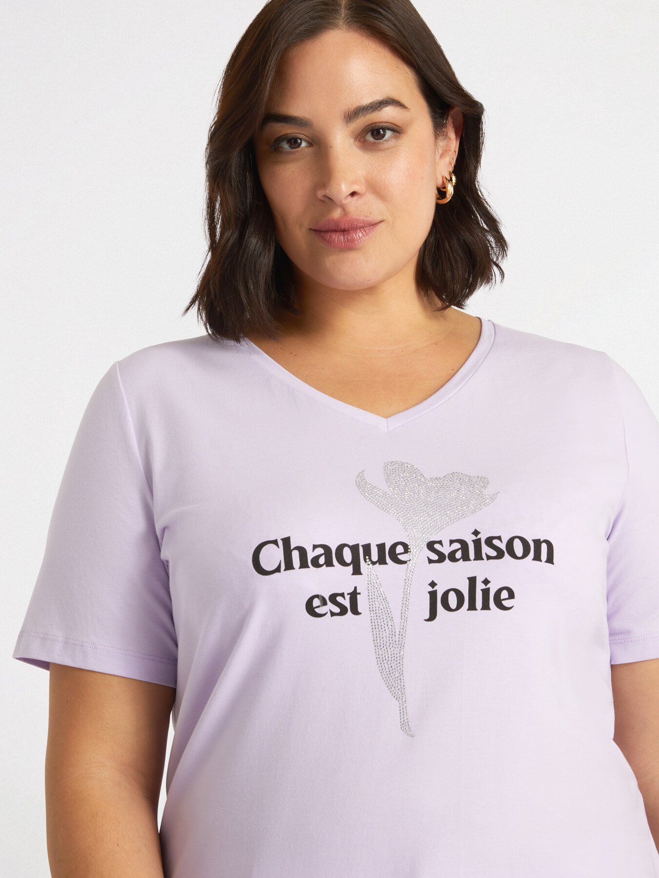 T-shirt avec imprim&eacute; fleuri et inscription image number 2