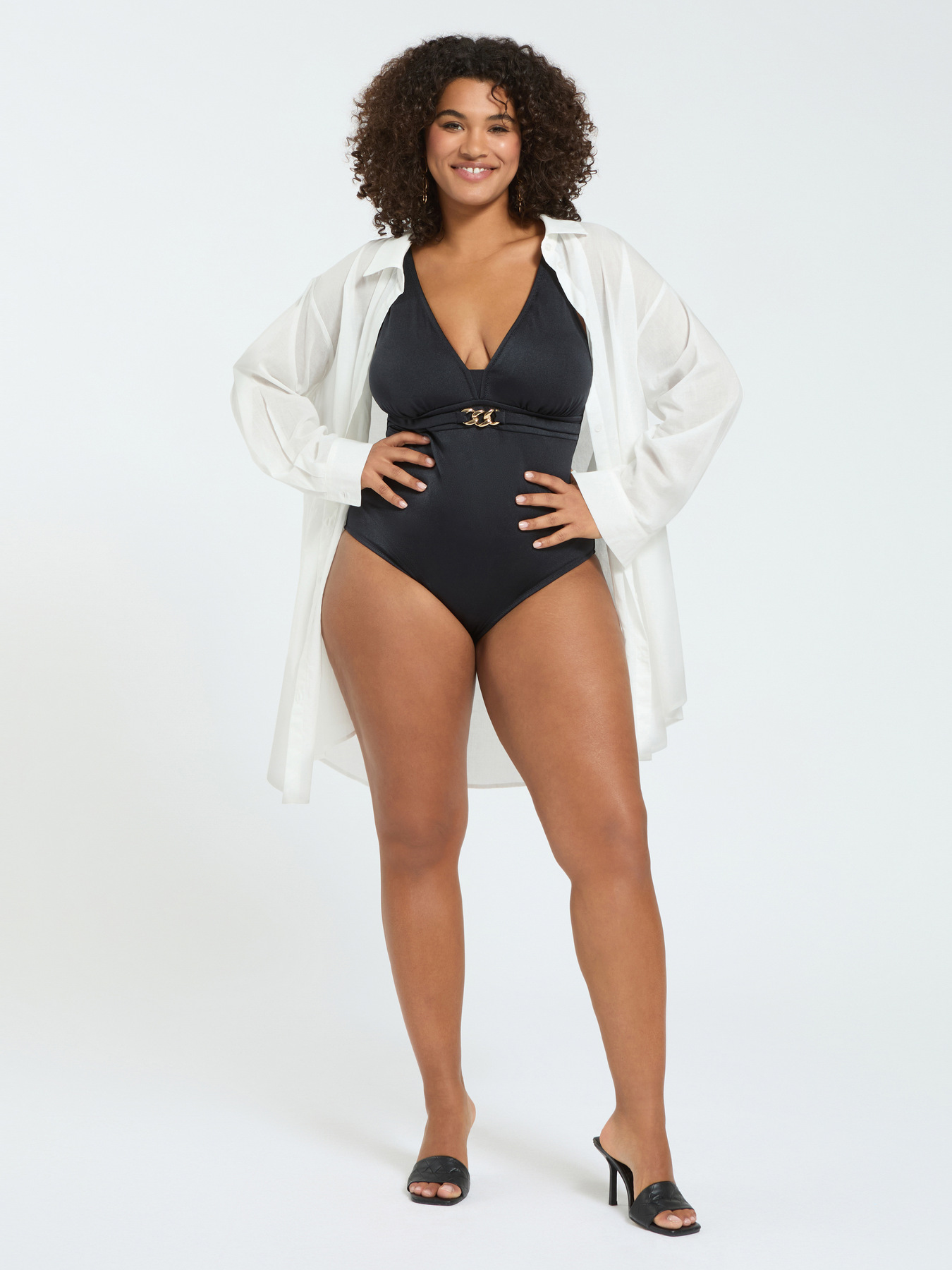 One-piece swimsuit with chain detail image number 3